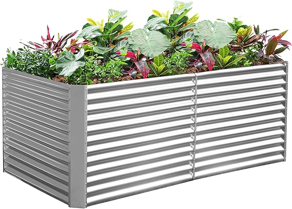 Land Guard 8x4x3 ft Rectangular Galvanized Raised Bed