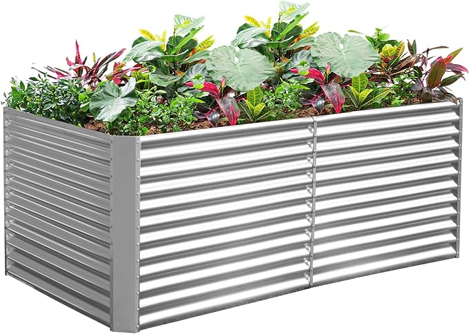 Land Guard 8x4x3 ft Rectangular Galvanized Raised Bed