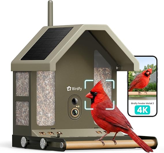 Smart Bird Feeder with Camera 4K UHD Solar Powered AI Identification