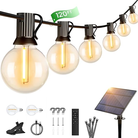 OHLUX 120ft Solar String Lights Commercial Grade