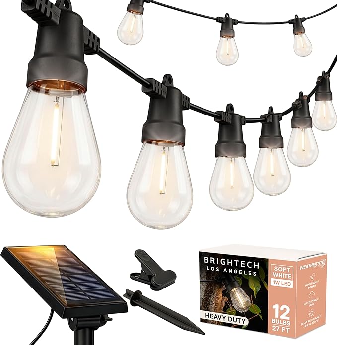 Brightech Ambience Pro Solar String Lights 27ft 12-Bulb