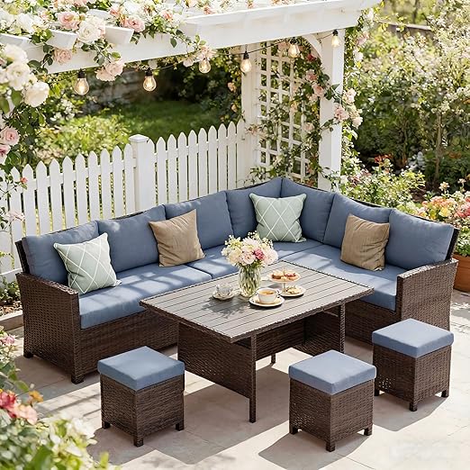 Wisteria Lane 7-Piece High-Back Wicker Patio Set