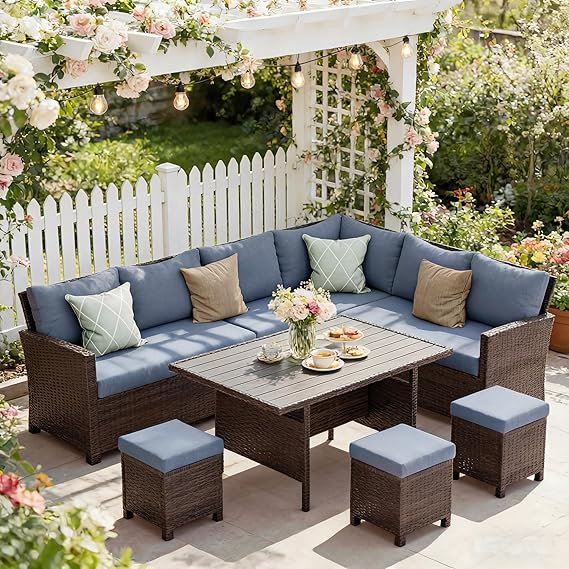 Wisteria Lane 7-Piece High-Back Wicker Patio Set