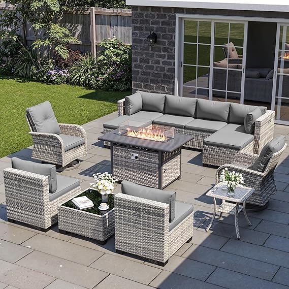 Sweecci 13-Piece Patio Furniture Set with Swivel