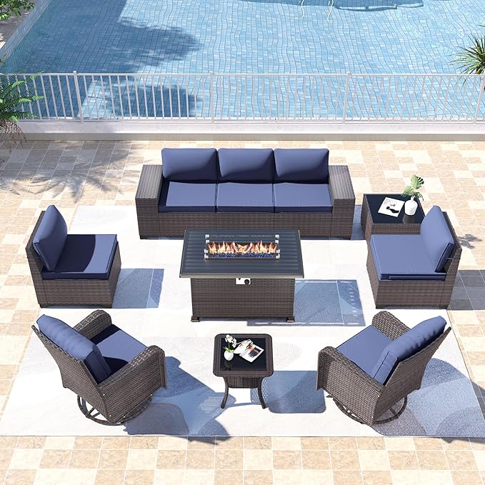 Kullavik 10-Piece PE Wicker Rattan Sectional