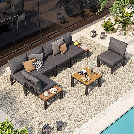 Oasbira Aluminum Modular Patio Furniture — 6 Seats